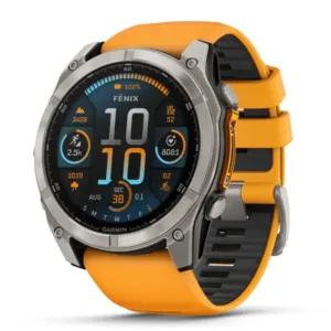 Relógio Monitor Cardíaco Garmin Fenix 8 AMOLED Titanium Sapphire Laranja 51mm