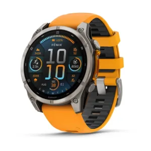 Relógio Monitor Cardíaco Garmin Fenix 8 AMOLED Titanium Sapphire Laranja 47mm